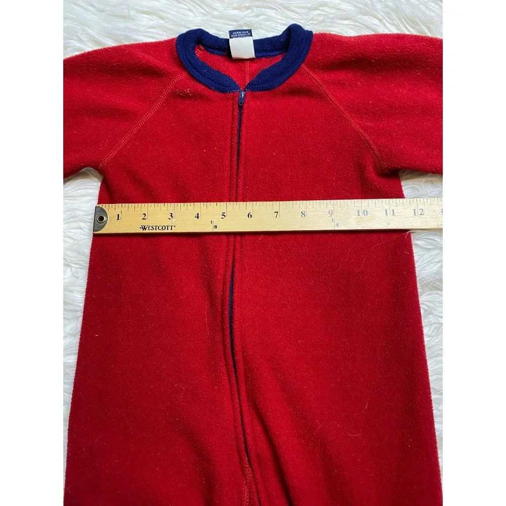 Lands' End Full Zip One Piece Suit Red Sleepwear Baby Size 4‎